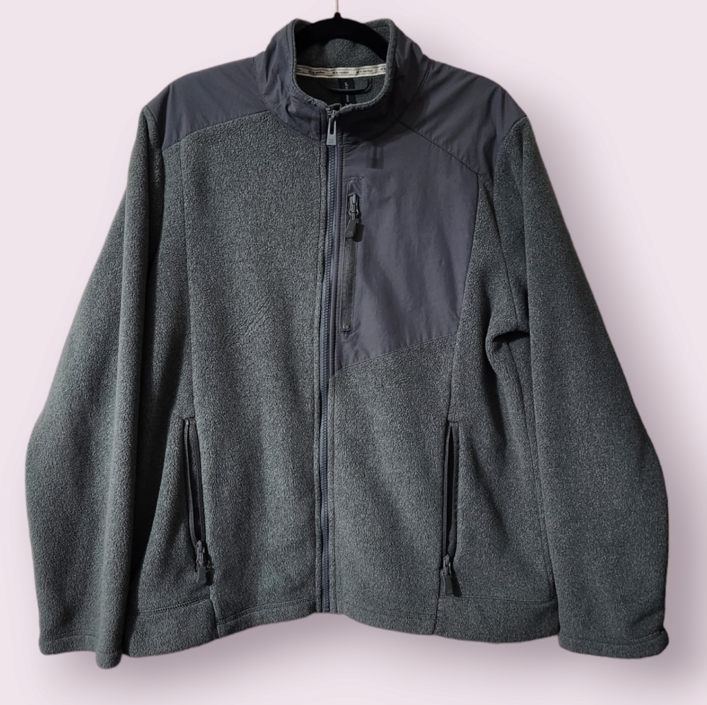 all in motion Grey Zip-Up Mock Neck Sweater with Hand Pockets Size Large for Men
